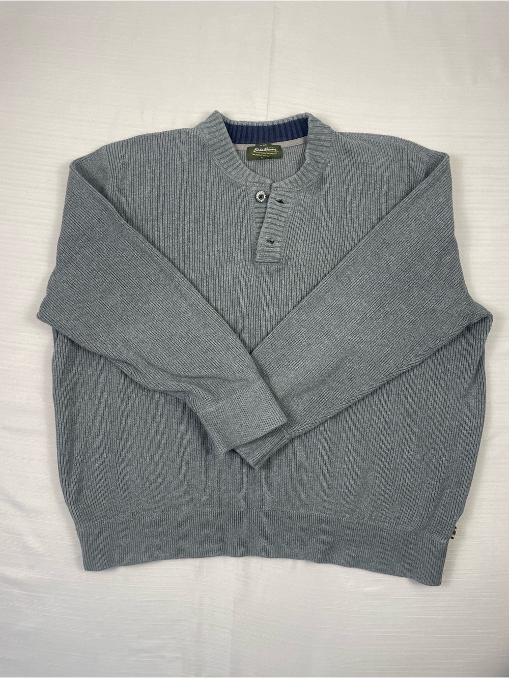 Discounts! VTG Eddie Bauer Heavyweight Fisherman Knit Henley Gray XXL WPL 9647